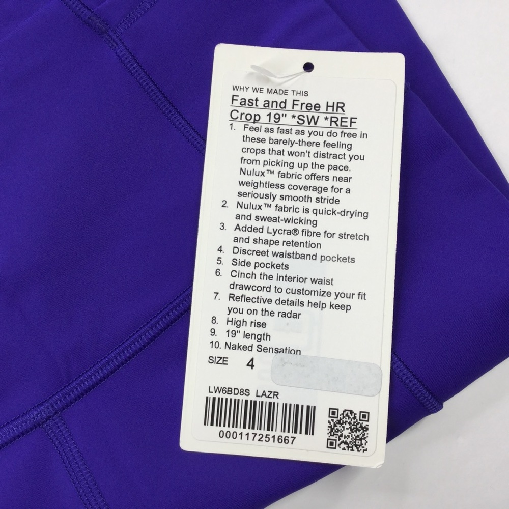 Lululemon Fast & Free *Seawheeze leggings, 4, NWT.